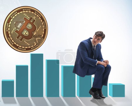 Photo for The businessman sad about bitcoin price crash - Royalty Free Image