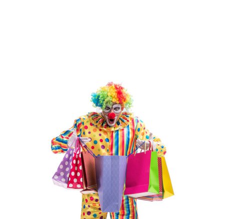 Téléchargez les photos : Le drôle de clown isolé sur fond blanc - en image libre de droit