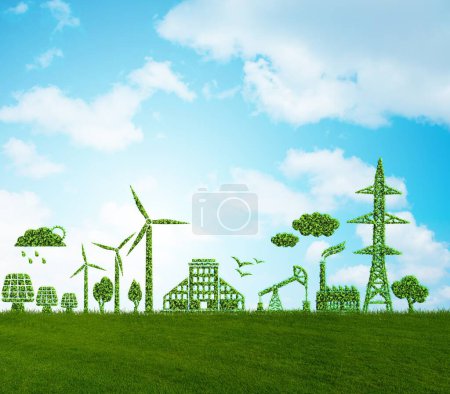 Téléchargez les photos : Environnement et écologie dans le concept vert - Illustration 3D - en image libre de droit