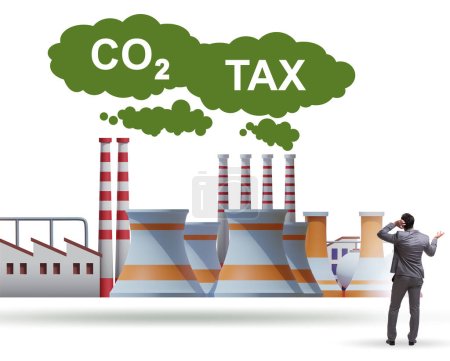 Téléchargez les photos : Homme d'affaires dans le concept de taxe carbone - en image libre de droit