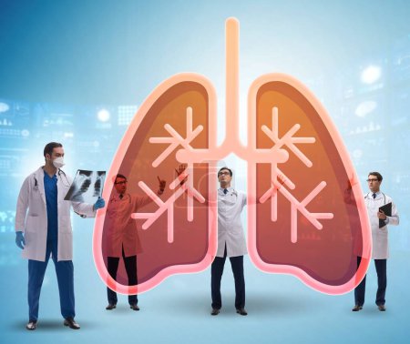 Téléchargez les photos : Illustration de médecins examinant les poumons - en image libre de droit