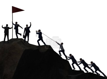 Photo for Concept of teamwork with team climbing mountain - Royalty Free Image