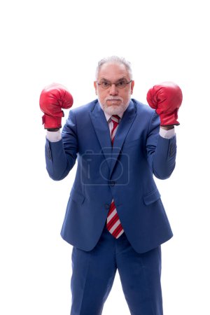 Foto de Viejo jefe de boxeo masculino aislado en blanco - Imagen libre de derechos