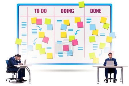 Photo for Businessman working on kanban board with the tasks - Royalty Free Image
