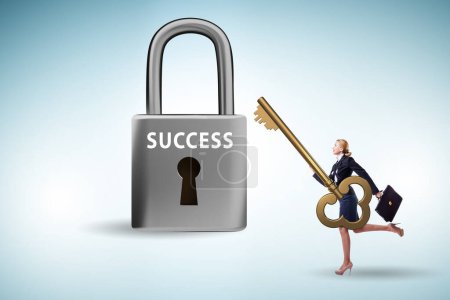 Photo for Businesswoman in the key to success concept - Royalty Free Image