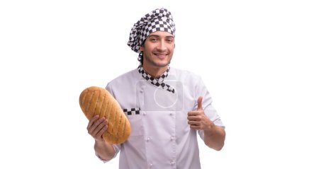 Téléchargez les photos : Le jeune boulanger mâle isolé sur blanc - en image libre de droit