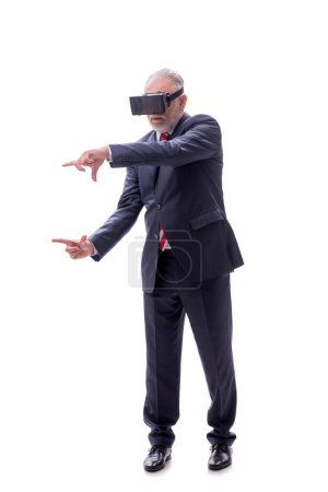 Photo for Businessman wearing virtual glasses isolated on white - Royalty Free Image