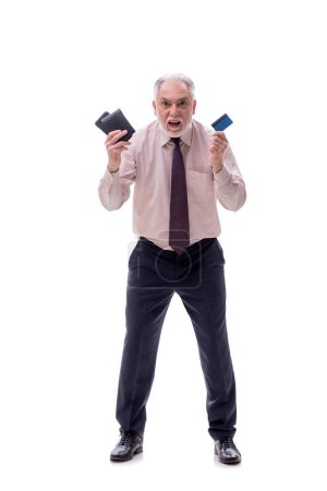 Foto de Hombre de negocios sosteniendo billetera aislada en blanco - Imagen libre de derechos
