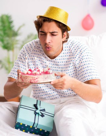 Photo for The young man celebrating his birthday in hospital - Royalty Free Image