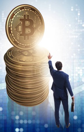 Photo for The businessman in cryptocurrency blockchain concept - Royalty Free Image