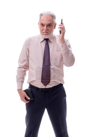 Téléchargez les photos : Portefeuille homme d'affaires tenant isolé sur blanc - en image libre de droit