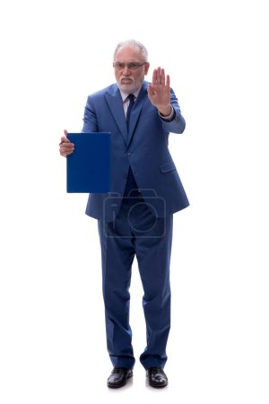 Téléchargez les photos : Vieux patron masculin isolé sur blanc - en image libre de droit