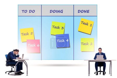 Photo for Businessman working on kanban board with the tasks - Royalty Free Image