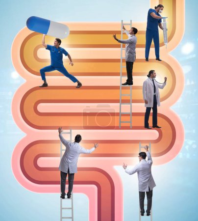 Téléchargez les photos : Médecins traitant les maladies intestinales - illustration - en image libre de droit
