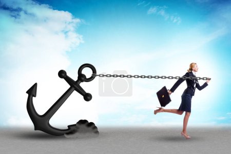 Photo for Businesswoman with anchor in the business concept - Royalty Free Image