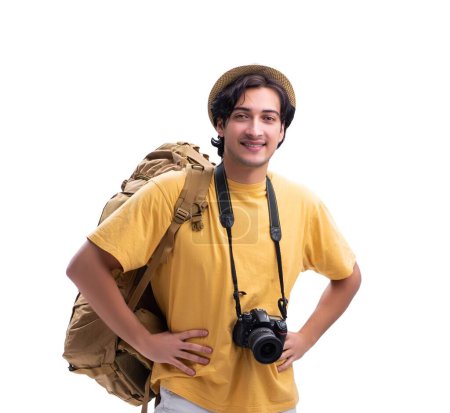 Photo for The young handsome tourist isolated on white - Royalty Free Image