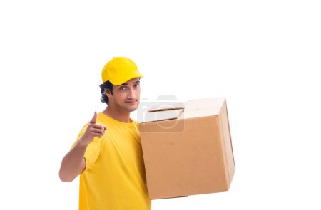 Photo for The young male courier with box - Royalty Free Image