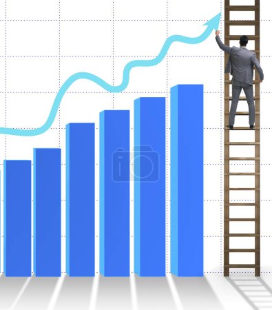 Photo for The businessman climbing towards growth in statistics - Royalty Free Image