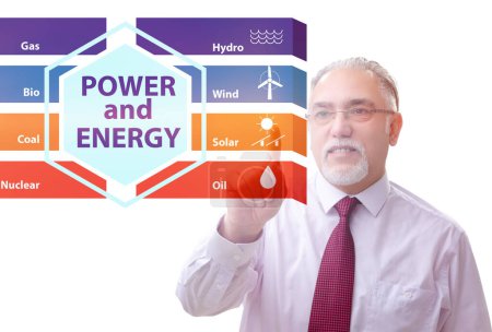 Téléchargez les photos : Le concept de mix énergétique avec l'homme d'affaires - en image libre de droit