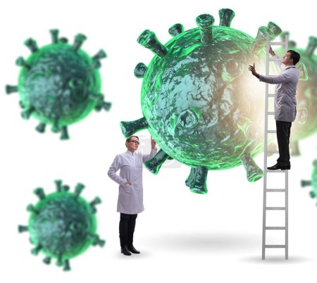 Photo for Coronavirus concept with doctor looking for the cure - Royalty Free Image