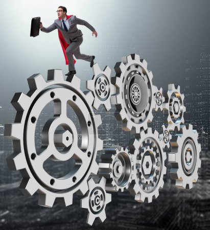Photo for The businessman in teamwork concept with cogwheels - Royalty Free Image
