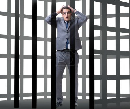 Photo for The businessman in the cage isolated on white - Royalty Free Image