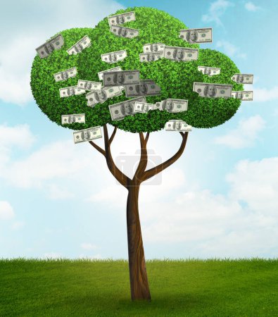 Foto de El árbol del dinero en el concepto de negocio - 3d renderizado - Imagen libre de derechos
