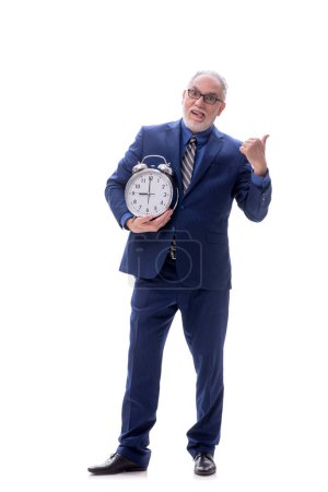 Téléchargez les photos : Ancien patron dans le concept de gestion du temps isolé sur blanc - en image libre de droit