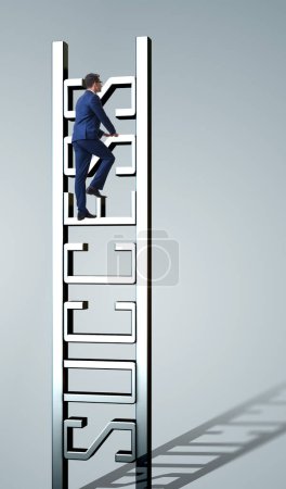 Foto de El hombre de negocios escalando la escalera de carrera del éxito - Imagen libre de derechos