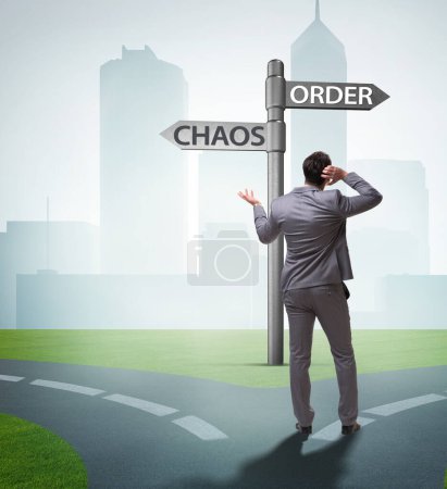 The businessman in difficult choice concept-stock-photo