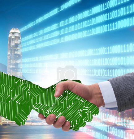 Photo for Digital transformation concept with the handshake - Royalty Free Image