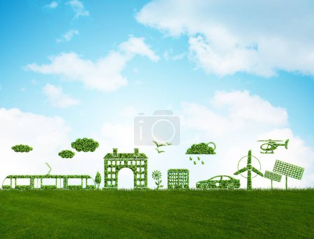 Foto de Medio ambiente y ecología en el concepto verde - ilustración 3D - Imagen libre de derechos