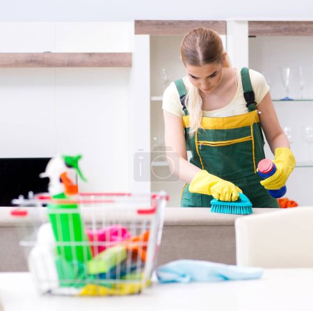 Téléchargez les photos : Le nettoyage professionnel des meubles d'appartement - en image libre de droit