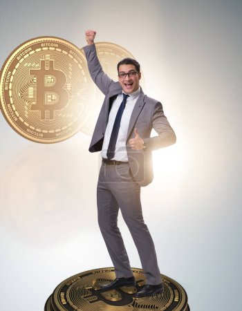Photo for The businessman in cryptocurrency blockchain concept - Royalty Free Image