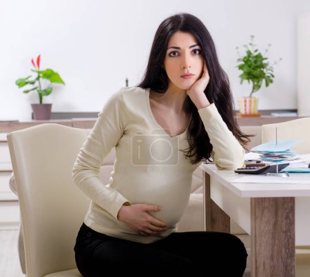 Photo for The young pregnant woman in budget planning concept - Royalty Free Image