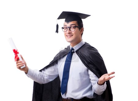 Téléchargez les photos : L'étudiant diplômé isolé sur fond blanc - en image libre de droit
