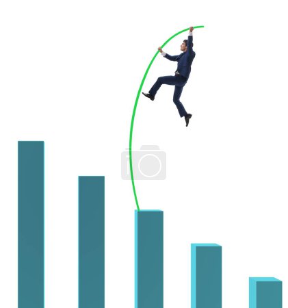 Photo for The businessman vault jumping over bar charts - Royalty Free Image