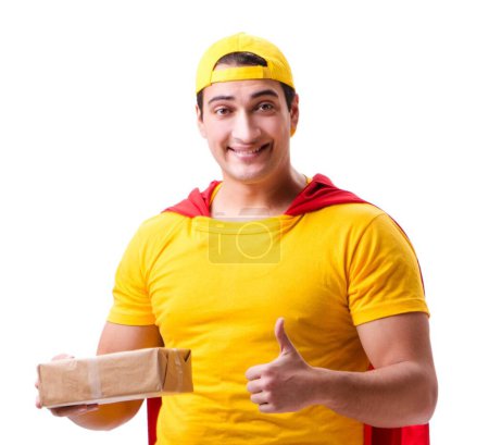 Photo for The super hero delivery guy isolated on white - Royalty Free Image