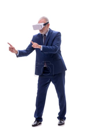 Photo for Old boss wearing virtual glasses isolated on white - Royalty Free Image