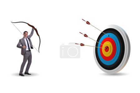 Téléchargez les photos : Homme d'affaires dans le concept de fixation d'objectifs - en image libre de droit