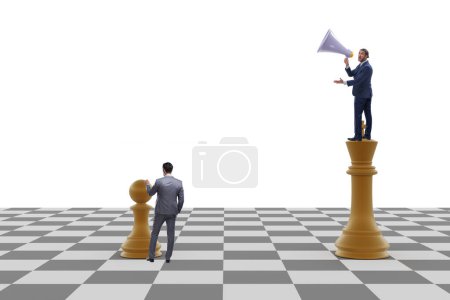 Businessman shouting in game of chess mug #697875048