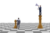 Businessman shouting in game of chess Poster #697875048