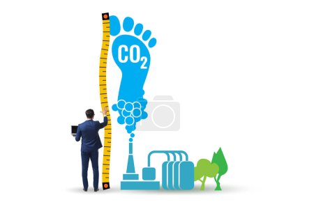 Foto de Concepto de huella de carbono con la contaminación - Imagen libre de derechos