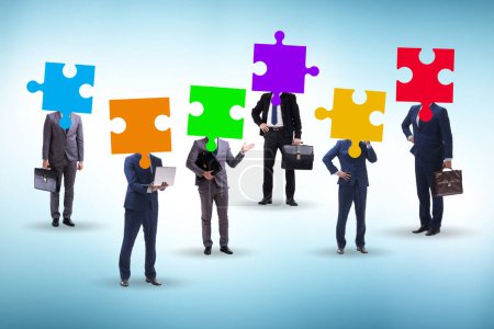 Photo for Concept of the business people and jigsaw puzzle - Royalty Free Image