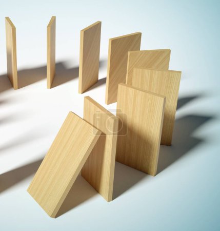 Téléchargez les photos : Concept d'effet domino - rendu 3d - en image libre de droit