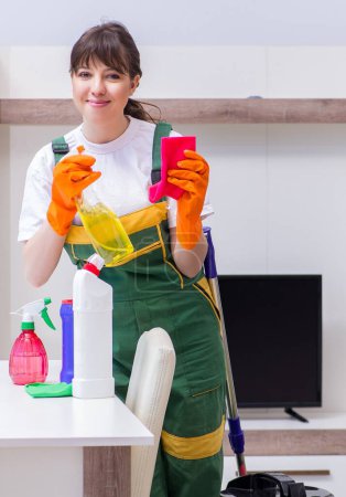 Photo for The professional cleaning contractor working at home - Royalty Free Image