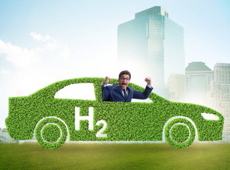 Foto de El concepto de coche de hidrógeno en concepto de transporte ecológico - Imagen libre de derechos