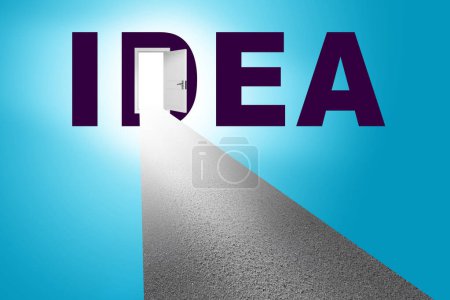 Photo for Idea concept with road leading to the open door - Royalty Free Image