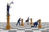 Businessman shouting in game of chess Poster #699237076