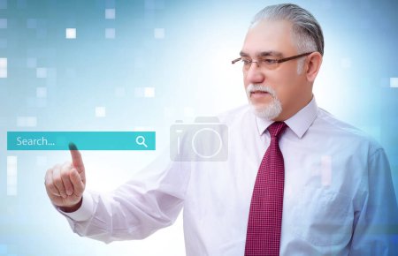 Photo for Search concept with the businessman pressing button - Royalty Free Image